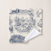 Romantischer Blue Toile de Jouy im französischen L Badhandtuch Set (Waschlappen)