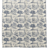 Romantischer Blue Toile de Jouy im französischen L Duschvorhang (Vorderseite)