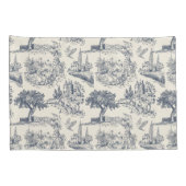 Romantischer Blue Toile de Jouy im französischen L Kissenbezug (Rückseite-Rechts)