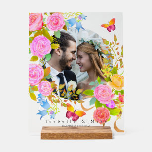 Romantischer blühender Garten Foto Flieder Acrylschild