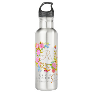 Romantischer blühender Garten-Monogramm  Edelstahlflasche