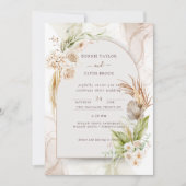 Romantischer Blumen-Charm-Creme- und Brauner Einla Save The Date (Vorderseite)