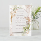 Romantischer Blumen-Charm-Creme- und Brauner Einla Save The Date (Stehend Vorderseite)