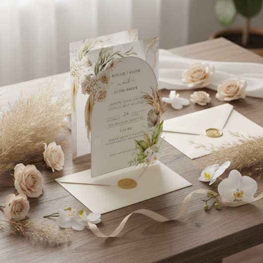 Romantischer Blumen-Charm-Creme- und Brauner Einla Save The Date