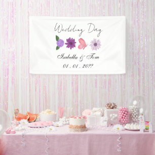 Romantischer Blumen- und Schmetterlingsgarten-Hoch Banner