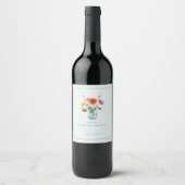 Romantischer Blumen-Wasserfarbenstrauß Weinetikett (Vorderseite)