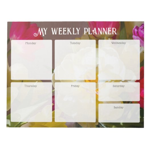 Romantischer Blumen-Wochenplaner Notizblock (Vorderseite)