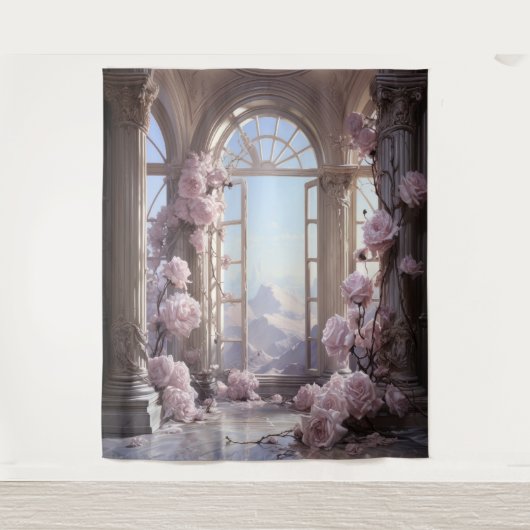 Romantischer Blumenarm Wandteppich (Vorderseite)