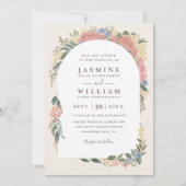 Romantischer Blumenbogen Elegant Chic QR-Code Hoch Einladung (Vorderseite)