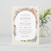 Romantischer Blumenbogen Elegant Chic QR-Code Hoch Einladung (Stehend Vorderseite)