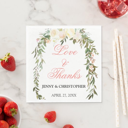 Romantischer Blumenbogen Hochzeitspapier Napkin Serviette (Beispiel)