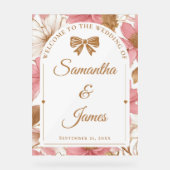 Romantischer Blumeneintrag mit Namen und Datum Acrylschild (Vorderseite)