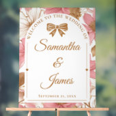 Romantischer Blumeneintrag mit Namen und Datum Acrylschild (Neutral)