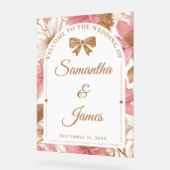 Romantischer Blumeneintrag mit Namen und Datum Acrylschild (Winkel)