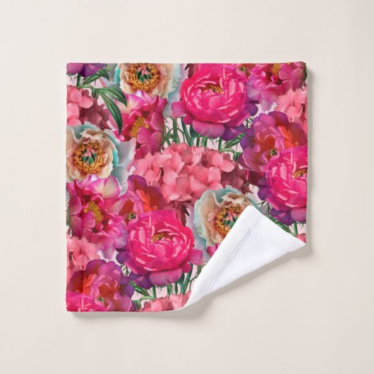 Romantischer Blumengarten Badhandtuch Set (Waschlappen)