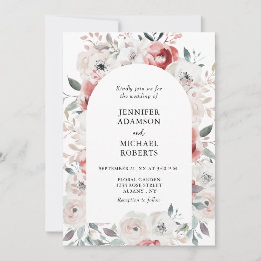 Romantischer Blumengarten Elegante Hochzeit Einladung (Vorderseite)