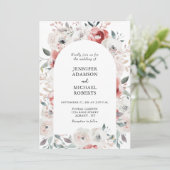 Romantischer Blumengarten Elegante Hochzeit Einladung (Stehend Vorderseite)