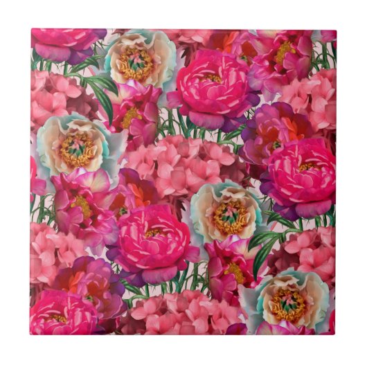 Romantischer Blumengarten Fliese (Vorderseite)