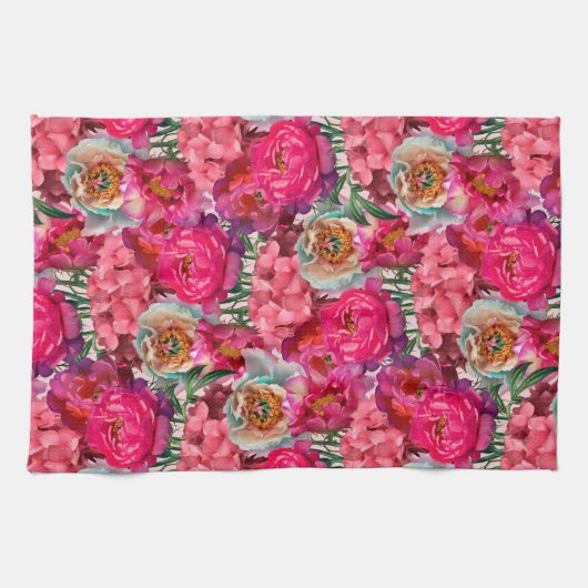 Romantischer Blumengarten Geschirrtuch (Horizontal)