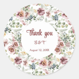 Romantischer Blumengarten Hochzeit Runder Aufkleber