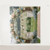 Romantischer Blumengarten Hochzeit Wandteppich (Vorderseite)