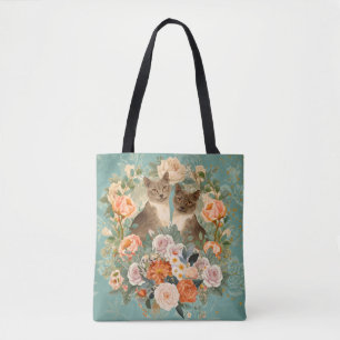 Romantischer Blumengarten Katzen Cottagecore Botan Tasche