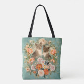 Romantischer Blumengarten Katzenkunst Tasche (Rückseite)