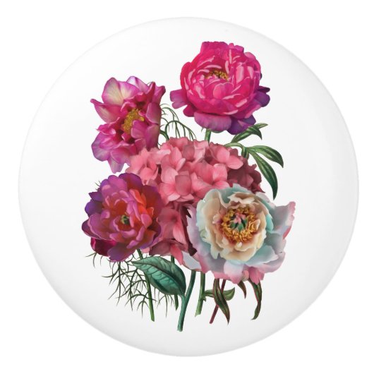 Romantischer Blumengarten Keramikknauf (Vorderseite)