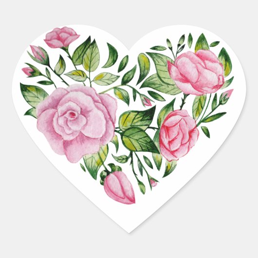 Romantischer Blumenheftsticker Herz-Aufkleber (Vorderseite)