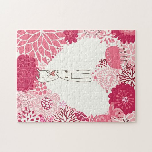 Romantischer Blumenhintergrund mit niedlichem Puzzle (Horizontal)