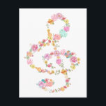 Romantischer Blumenklingelspalte Postkarte<br><div class="desc">Romantische Blumenmusikkletterklammer Postcard</div>