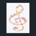 Romantischer Blumenklingelspalte Postkarte<br><div class="desc">Romantische Blumenmusikkletterklammer Postcard</div>