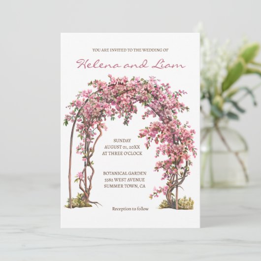 Romantischer Blumenkranz Einladung (Stehend Vorderseite)