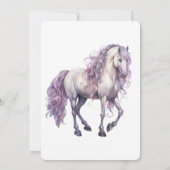 Romantischer Blumenlavender Weiße Pferd Geburtstag Einladung (Rückseite)