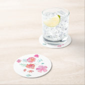 Romantischer Blumenrosa Wasserfarbe Cool & elegant Runder Pappuntersetzer (Vor Ort)