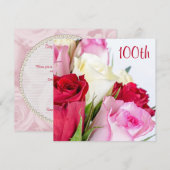Romantischer Blumenstrauß des Rosen-100. Einladung (Vorne/Hinten)