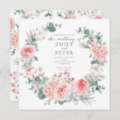 Romantischer Blumenstrauß Einladung (Vorne/Hinten)