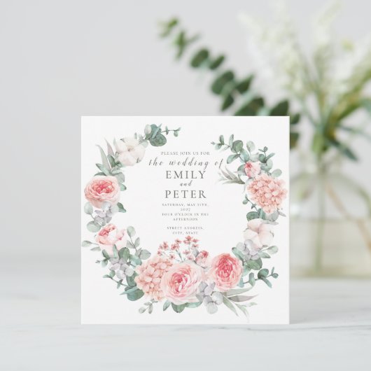 Romantischer Blumenstrauß Einladung (Stehend Vorderseite)