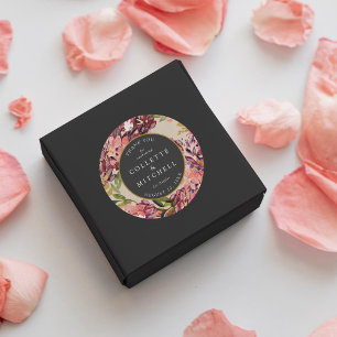 Romantischer Blumenstrauß Hot Pink Schwarze Hochze Runder Aufkleber