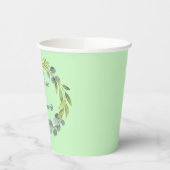 Romantischer Blumenstrauß Leafy Grüner Kranz Pappbecher (Links)