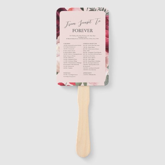Romantischer Blumenstrauß Rosa Hochzeits-Programm- Fächer (Vorderseite)