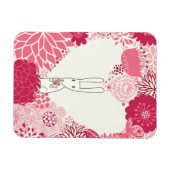Romantischer Blumenuntergrund mit niedlichem Kanin Magnet (Horizontal)