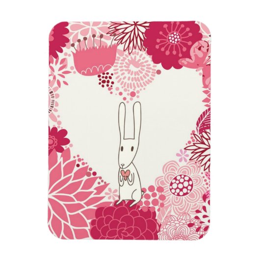Romantischer Blumenuntergrund mit niedlichem Kanin Magnet (Vertikal)
