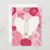 Romantischer Blumenuntergrund mit niedlichem Kanin Postkarte (Vorne/Hinten)