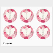 Romantischer Blumenuntergrund mit niedlichem Kanin Runder Aufkleber (Blatt)