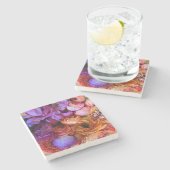 Romantischer Blumenuntersetzer Steinuntersetzer (Seitenansicht)