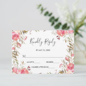 Romantischer Blush Blomfloral Wedding RSVP Karte (Stehend Vorderseite)