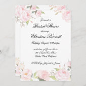 Romantischer Blush Bloral Birdal Dusche Einladung (Vorne/Hinten)