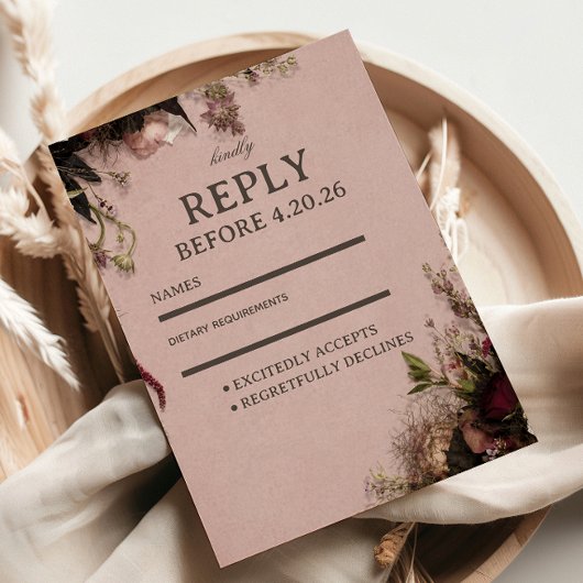 Romantischer Blush-Blumenstil RSVP Karte
