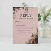 Romantischer Blush-Blumenstil RSVP Karte (Stehend Vorderseite)